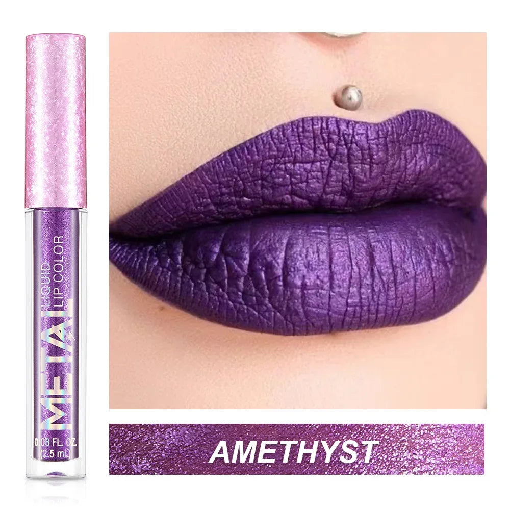 Metallic No-stick Cup Lip Gloss Glitter Matte Moisturizing Waterproof Long Lasting Lip Glaze Liquid Lipstick Lip Makeup Cosmetic