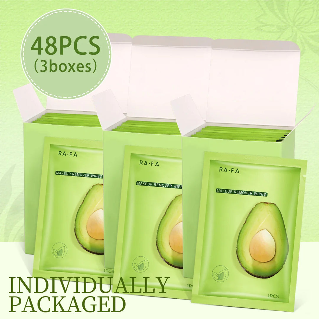1/2/3 box of avocado makeup remover wipes, gently remove makeup and deeply clean facial skin, individually packaged.