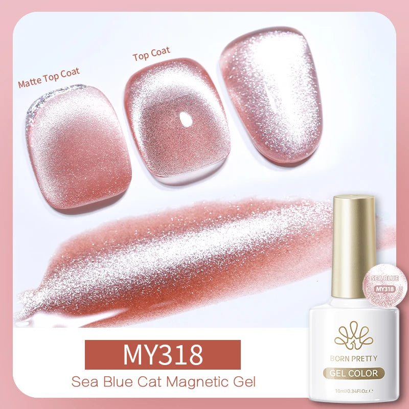 BORN PRETTY 10ml Black Glass Cat Magnetic Gel Nail Polish Punk Style Nail Art Manicure Varnis Semi Permanent Gel for Winter Nail