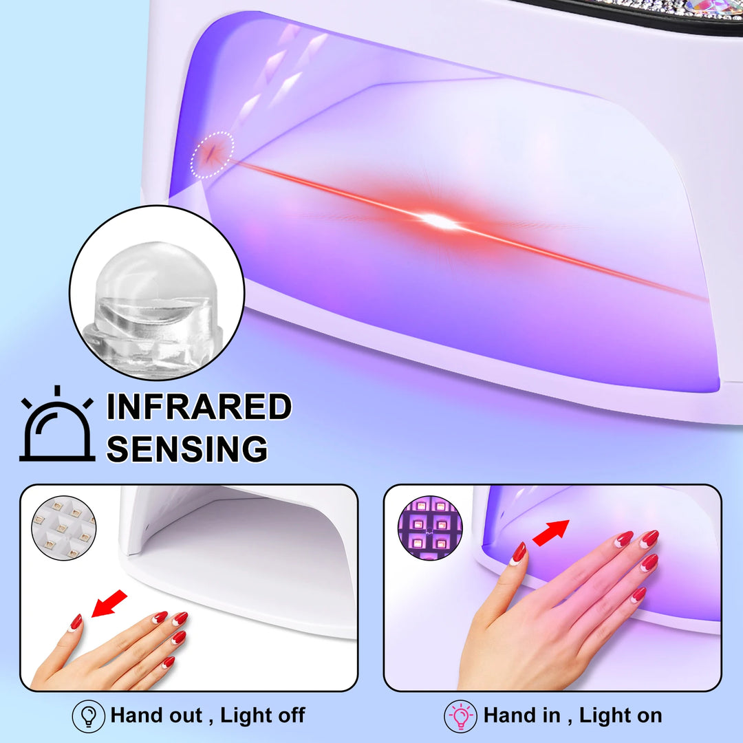 Professional Gel Nail Lamp 45 LED UV Nail Dryer with 4 Timers and Automatic Sensor Nail Curing Lamp Nail Salon Equipment