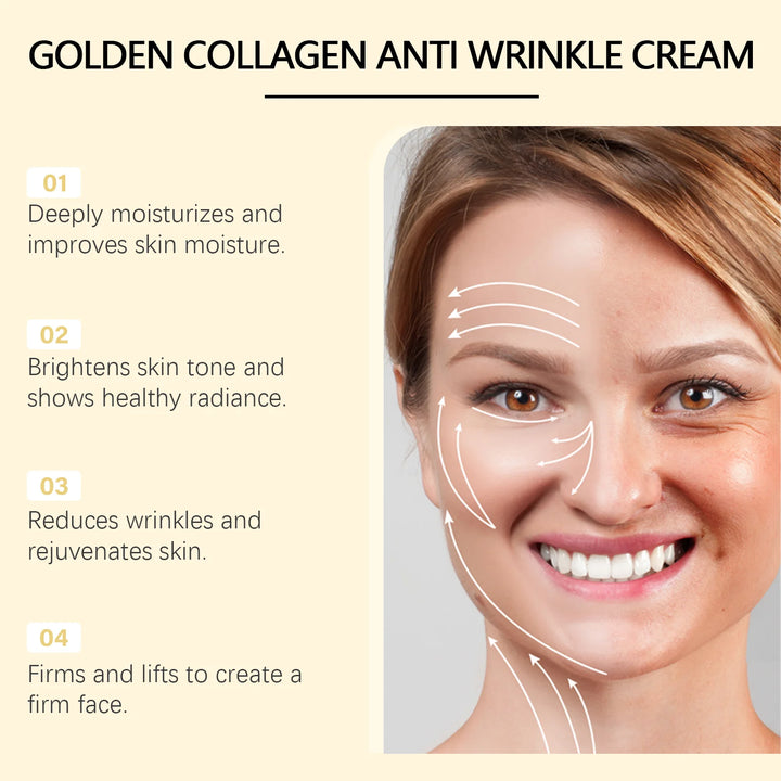24k Gold Collagen Face Cream Lifting Firming Anti Wrinkle Fade Fine Lines Brightening Smooth Pores Hydrating Moisturizing Cream