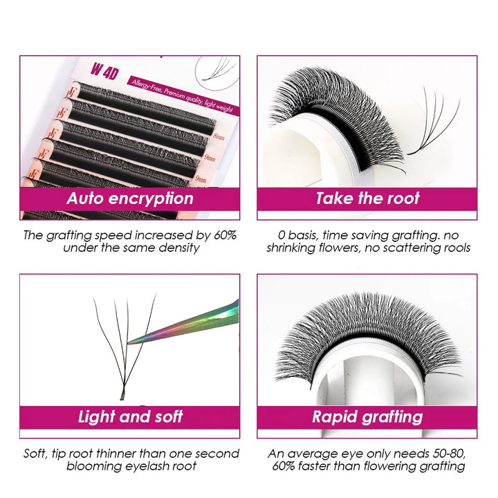 FADVAN 4D W Shaped C/D Curl Eyelash Extension Premade Volume Fans Soft Gradient Mink Easy Embellish Natural False Eyelashes