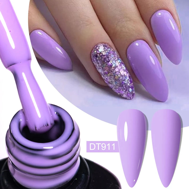 MEET ACROSS 7ml Jelly Nude Shimmer Rubber Base Gel Glitter Pink Purple UV/LED Nail Art Vernis Gel Polish for Manicure Nails DIY