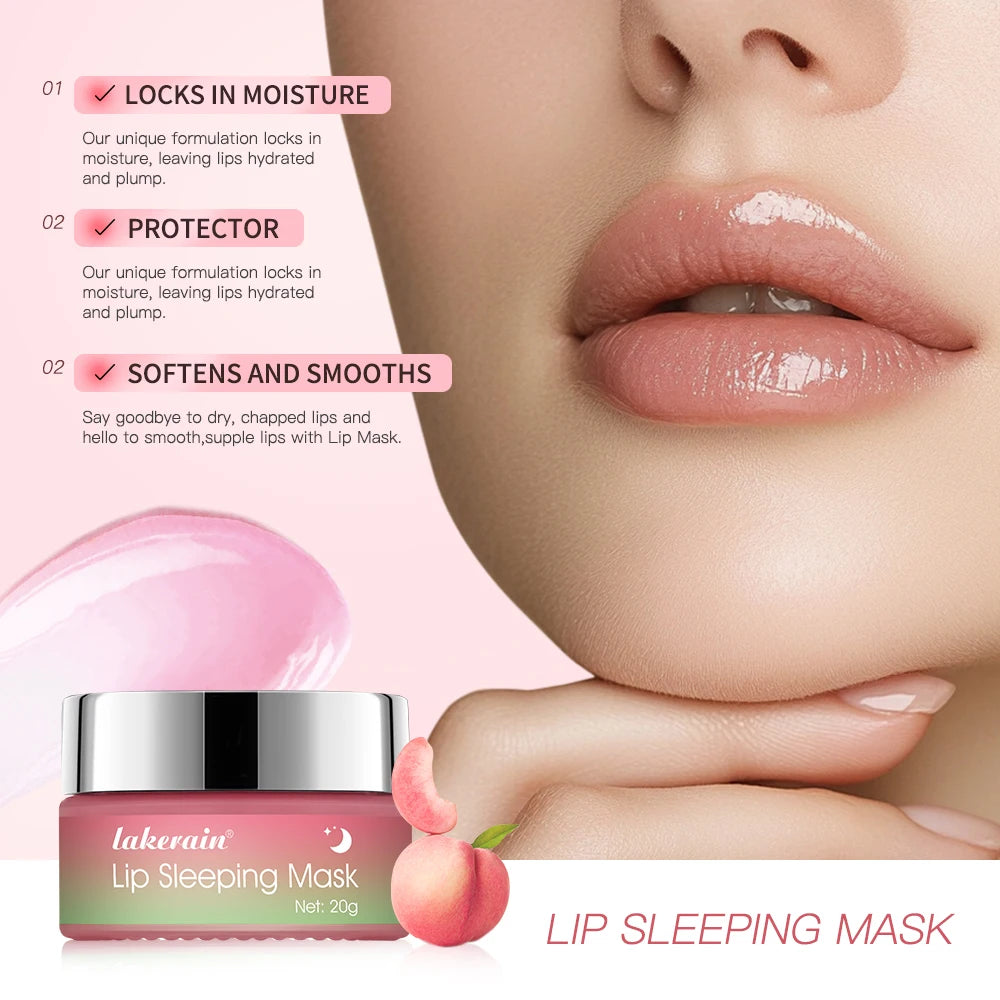 Jelly Peach Lip Sleeping Collagen Mask Hydrated Pink Lip Repair Nourish Protect Volumizes Dry And Chapped Lips Care Products