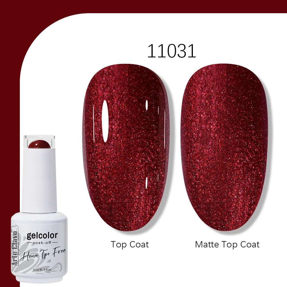 Arte Clavo Solid Color Gel Nail Polish 15ml Soak Off UV LED Gel Semi-Permanent Glitter Polish For Manicure Nail Art Salon Gel
