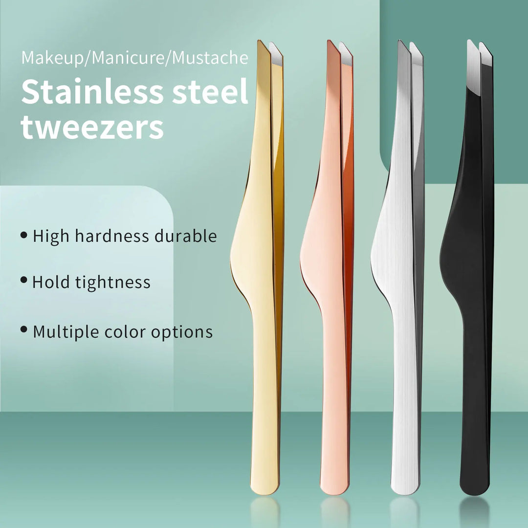 Stainless Steel Eyebrow Tweezers Curved Eyebrow Eyelash Clippers Angled Tweezers False Eyelash Tools Remove Ingrown Small Hairs