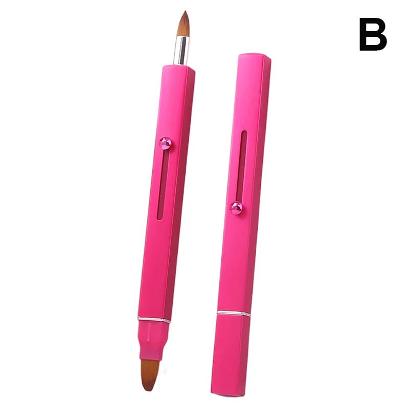 [L&P]Portable Soft Retractable Lip Brush Double Head Makeup Brush With Cover For Lipstick And Concealer Beauty