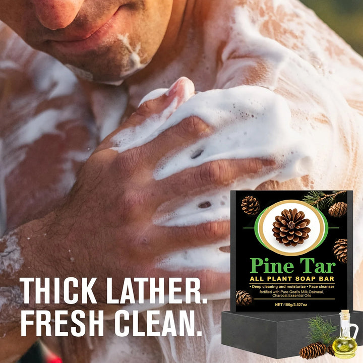 Men's Pine Tar Soap Bar Deep Cleansing Body Soap with Natural Pine Tar & Glycerin,No Phthalate,Moisturizing Exfoliating Formula