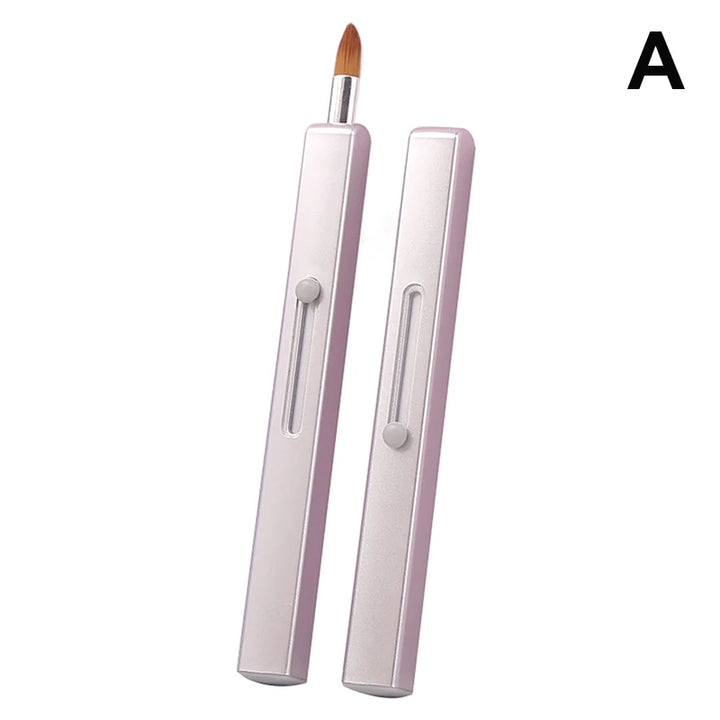 [L&P]Portable Soft Retractable Lip Brush Double Head Makeup Brush With Cover For Lipstick And Concealer Beauty