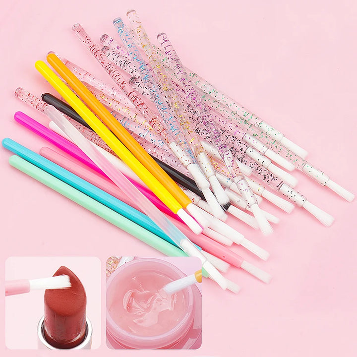 50pcs Disposable Nylon Lip Glossy Brush Lipstick Gloss Wands Applicator Eyeshadow Eyebrow Makeup Brushes Cosmetic Beauty Tools