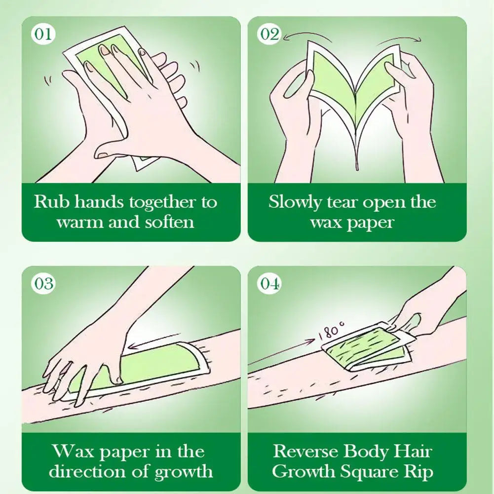 20PCS Hair Removal Wax Strips Roll Underarm Wax Strip Paper Mild Aloe Nourishing Essence for Face Body Leg Arm Hair Removal