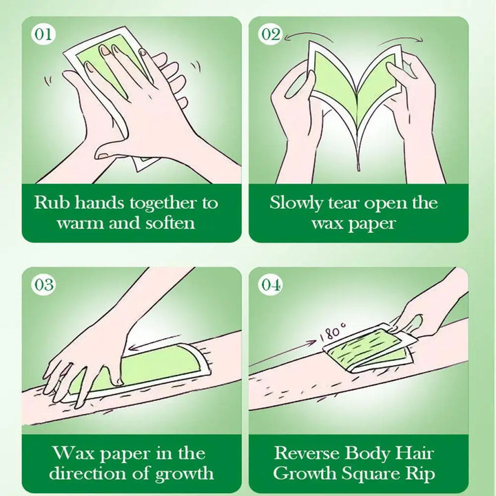 20PCS Hair Removal Wax Strips Roll Underarm Wax Strip Paper Mild Aloe Nourishing Essence for Face Body Leg Arm Hair Removal