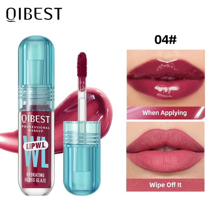 QIBEST Crystal Lip Gloss Mirror Watery Lip Glaze Long Lasting Moisturizing Lip Balm Plumping Gloss Oil Hydrating Makeup Lip Tint
