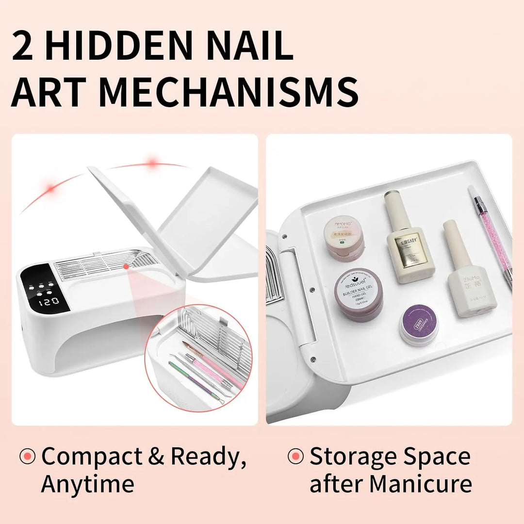 3-in-1 LED Nail Lamp 288W UV, 4 Timer Settings, Reverse Display, 108 Beads, Fast Curing