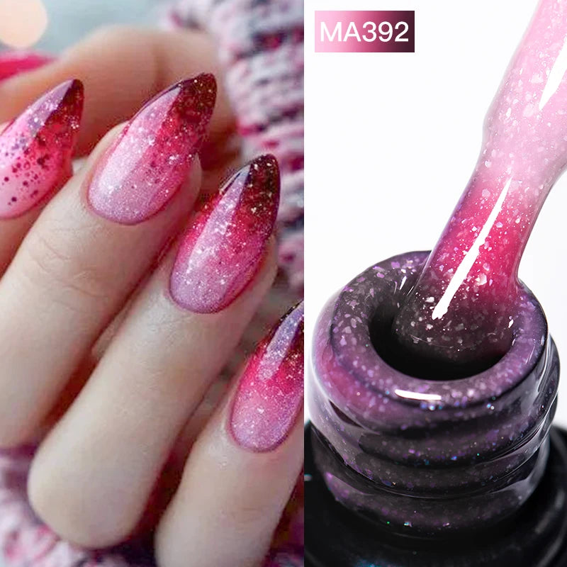 MEET ACROSS 7ml Jelly Nude Shimmer Rubber Base Gel Glitter Pink Purple UV/LED Nail Art Vernis Gel Polish for Manicure Nails DIY