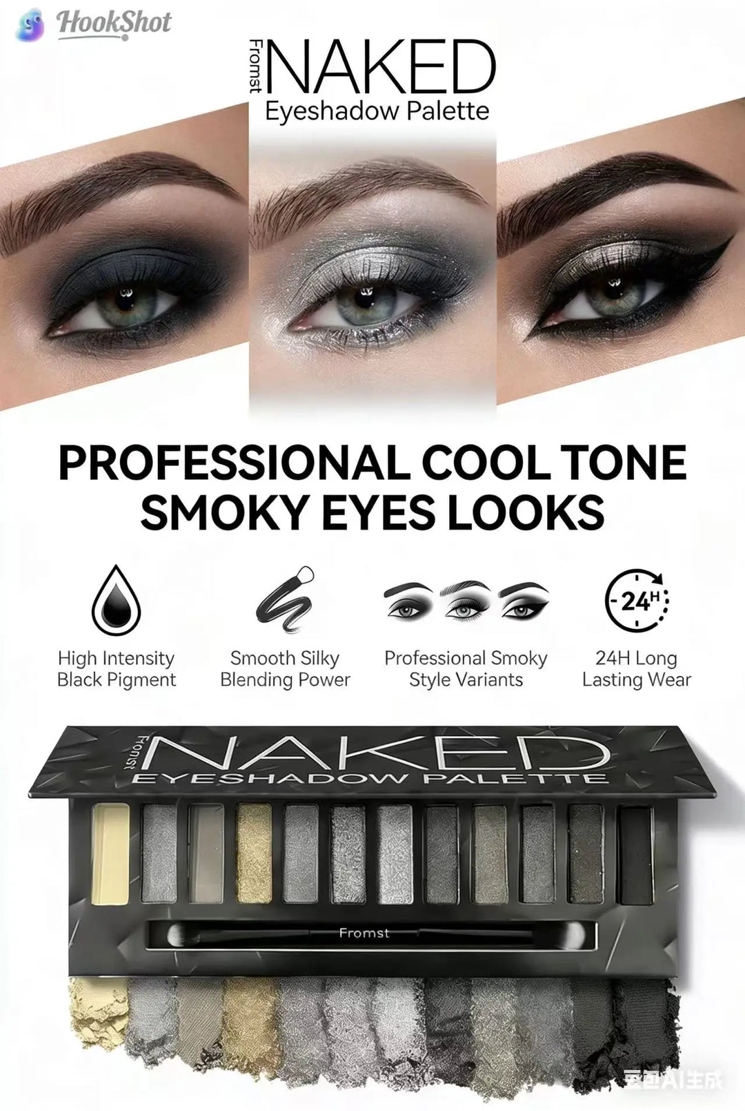 12-Color Smoky + Warm Eyeshadow Palette Bundle with 8Pcs Brushes, Long Wear High Pigment Matte Shimmer Eye Shadow Set, Complete Eye Makeup Kit for Women