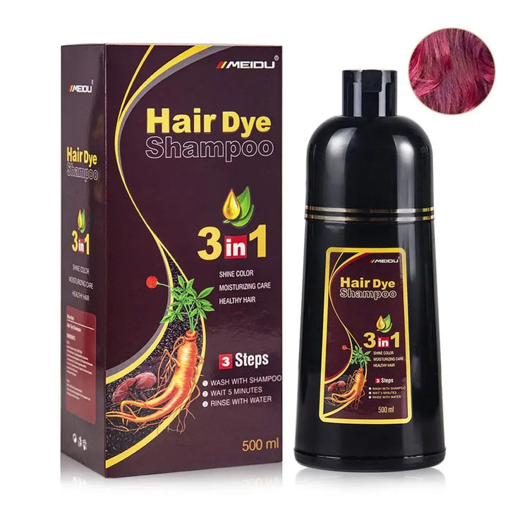 Meidu 3 In 1 Instant Coloring Shampoo Natural Black Color for Men Women Hair Dye Herbal Brown Purple Hair Dye Hair Dye Shampoo