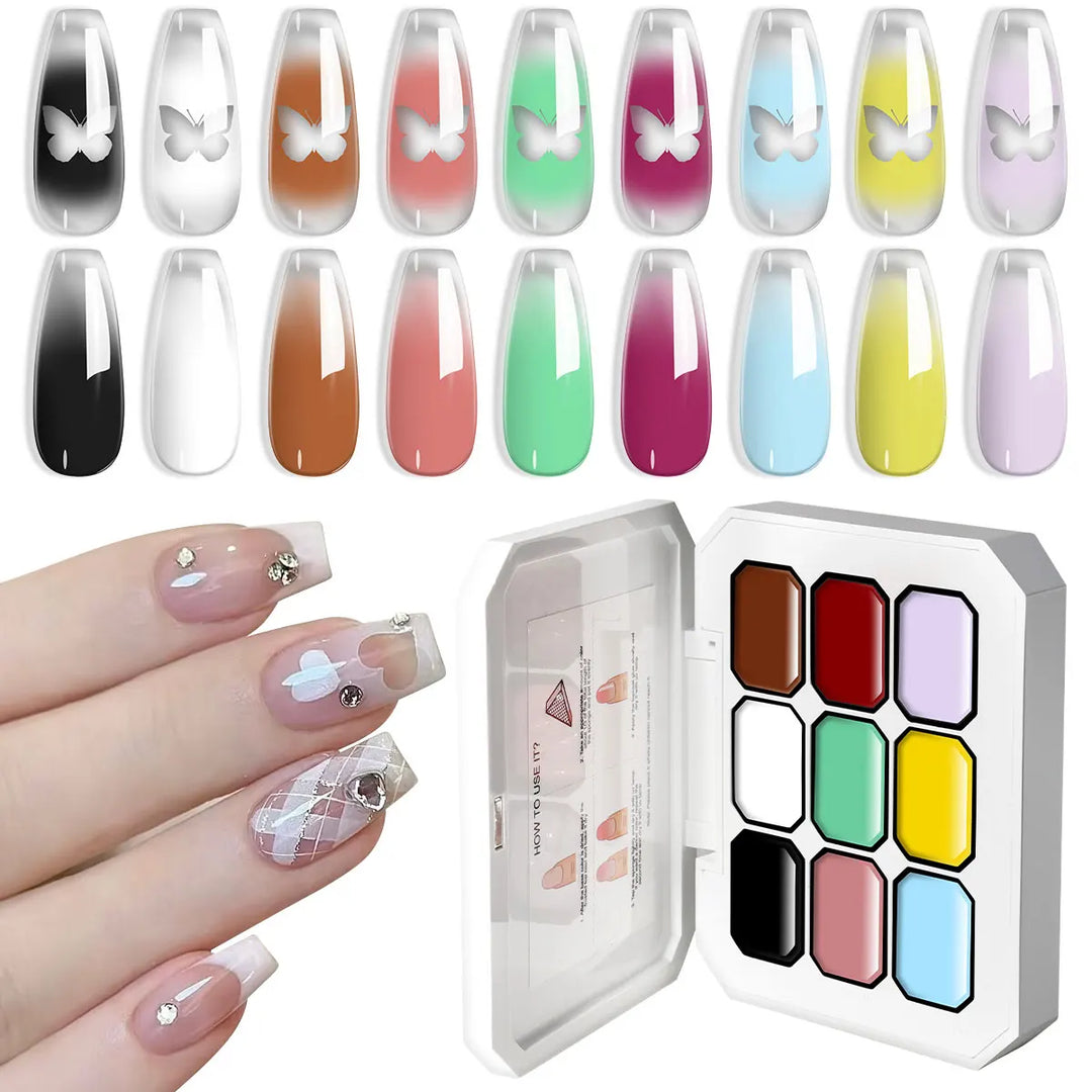 LIMEGIRL 9 Color Gradient Painting Gel Nail Art Gradient Color DIY Design Gel Quick Flower Paint Engraving Gel Nail Polish