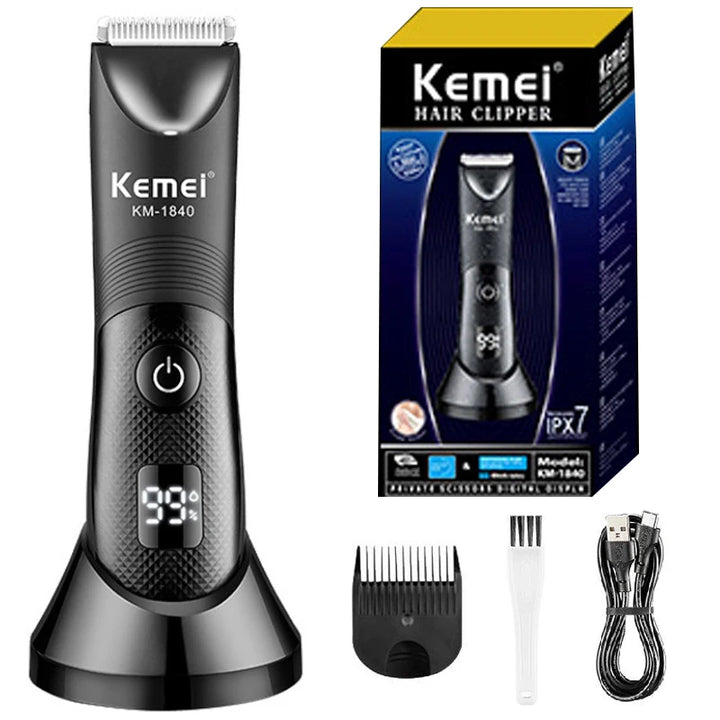 Kemei Groin Body Trimmer For Men And Women Shaver Electric Facial Beard Bikini Hair Trimmer Washable Pubic Ball Hair Remover