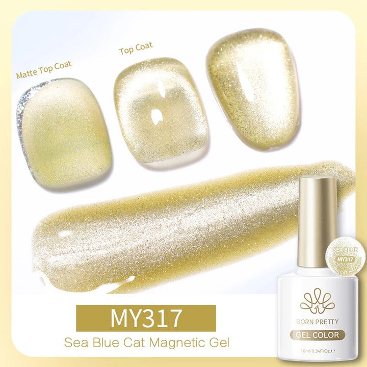 BORN PRETTY 10ml Black Glass Cat Magnetic Gel Nail Polish Punk Style Nail Art Manicure Varnis Semi Permanent Gel for Winter Nail