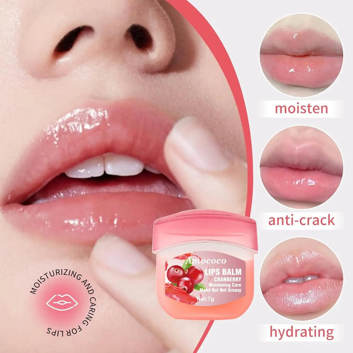 Amococo 7gx8pcs Strawberry Lip Balm Set Moisturizing Lip Mask Gift Box Care Treatment Nourishing Hydrating for Dry Lips Christmas Valentine Gift