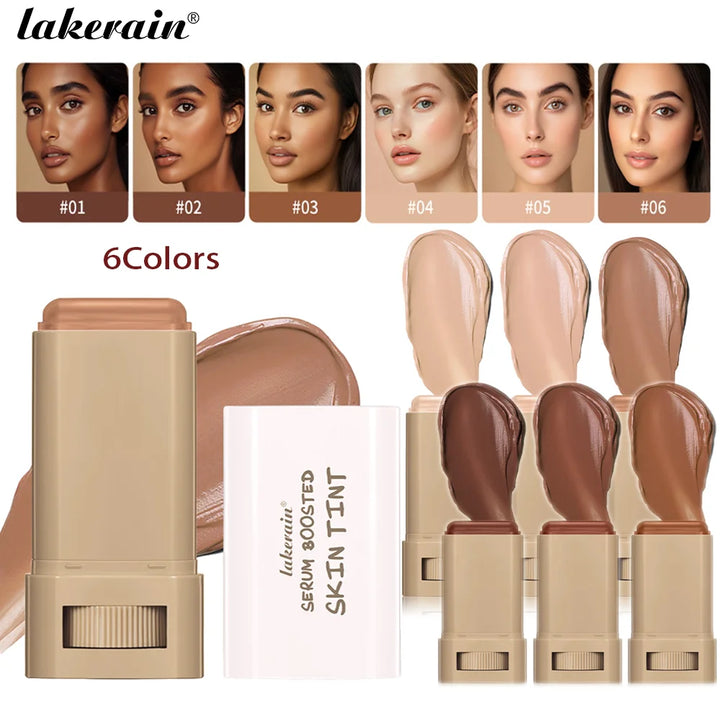 Skin Tint Foundation Stick 6 Colors Balm Serum Boosted Smooth Plumper Hight Coverage Travel Bronze Foundation Stick Makeup