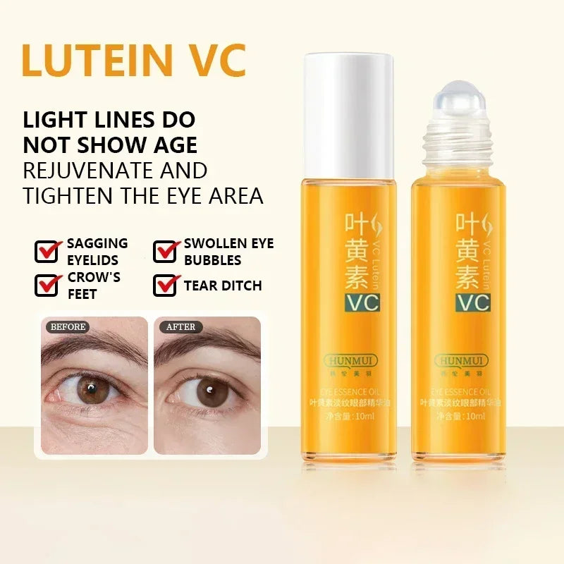 Lutein Anti-Aging Eye Serum Oil Dark Circle Removal Wrinkle Fading Firming Lifting Whitening Brightening Eye Care for All Skin