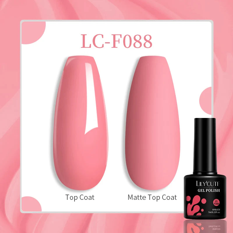LILYCUTE 7ML Pink Glitter Nail Gel Polish Nude Natural Long Lasting Manicure Soak Off UV LED Nail Art Base Top Coat Gel Varnish