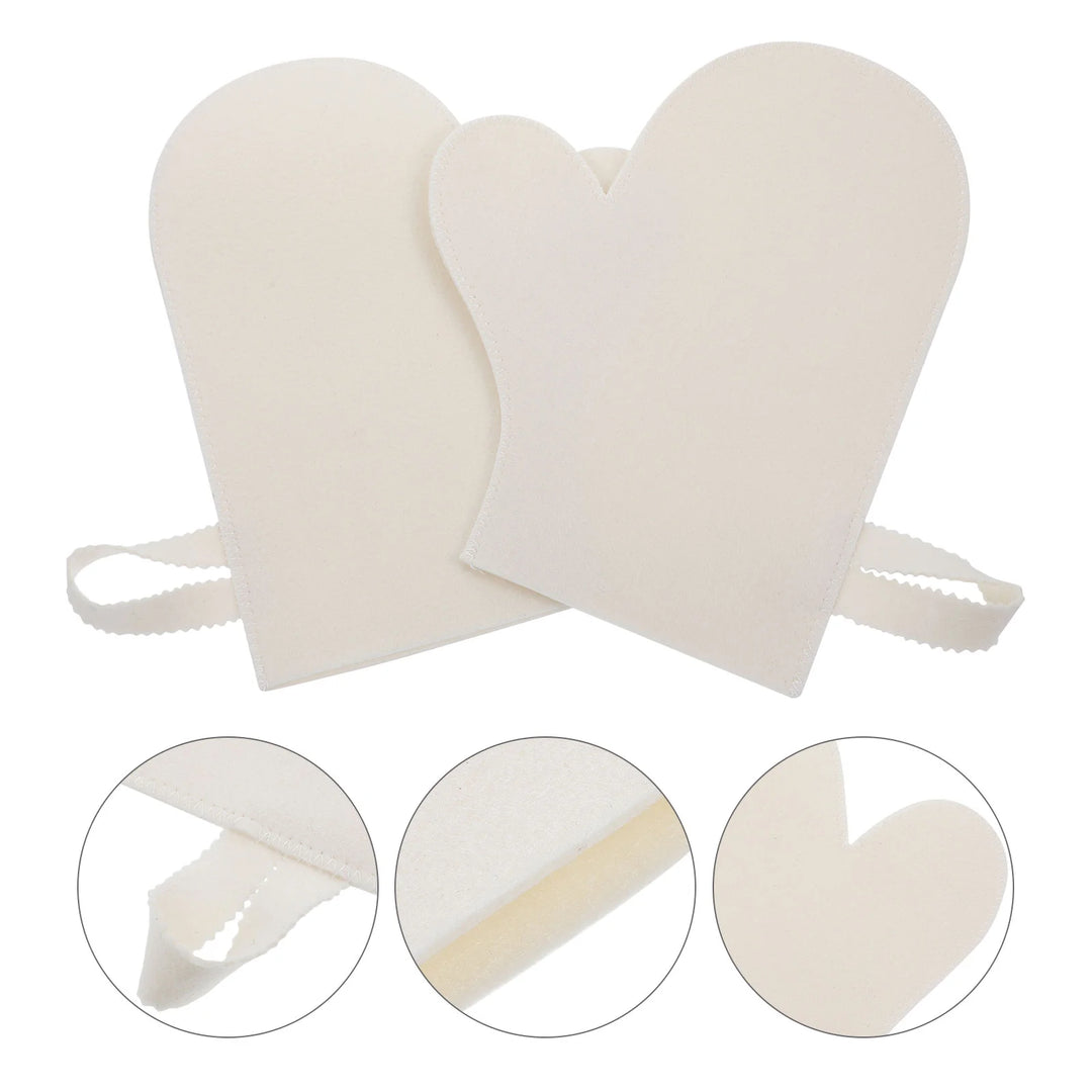 2 Pcs Grey Heat Resistant Gloves Bath Sponge Body Scrubber Sauna Tool Felt Kit Massage Glove Back Exfoliating Mitt Shower Gloves