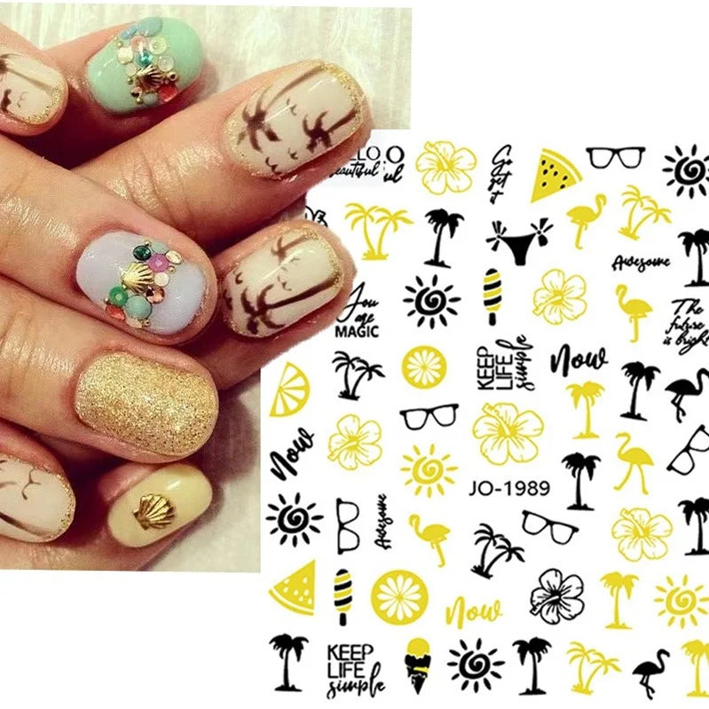 Nail Art Stickers Woman Girl Sexy Sticker Body Press on Nail Slider Black White Decal Decoration Nail Design Accessories Wraps