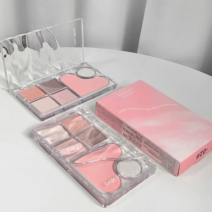 Pinky Heart Gege Bear Eyeshadow Palette Matte Pearlescent Earth Color Sequin Long-Lasting Eyeshadow And Contour Palette