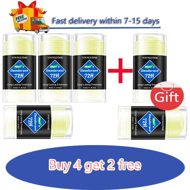 Men Deodorant Stick Anti Sweating Keep Drying Lasting Fragrance Remove Armpit Odor Underarm Refresh Sticks Antiperspirant 1/6pcs