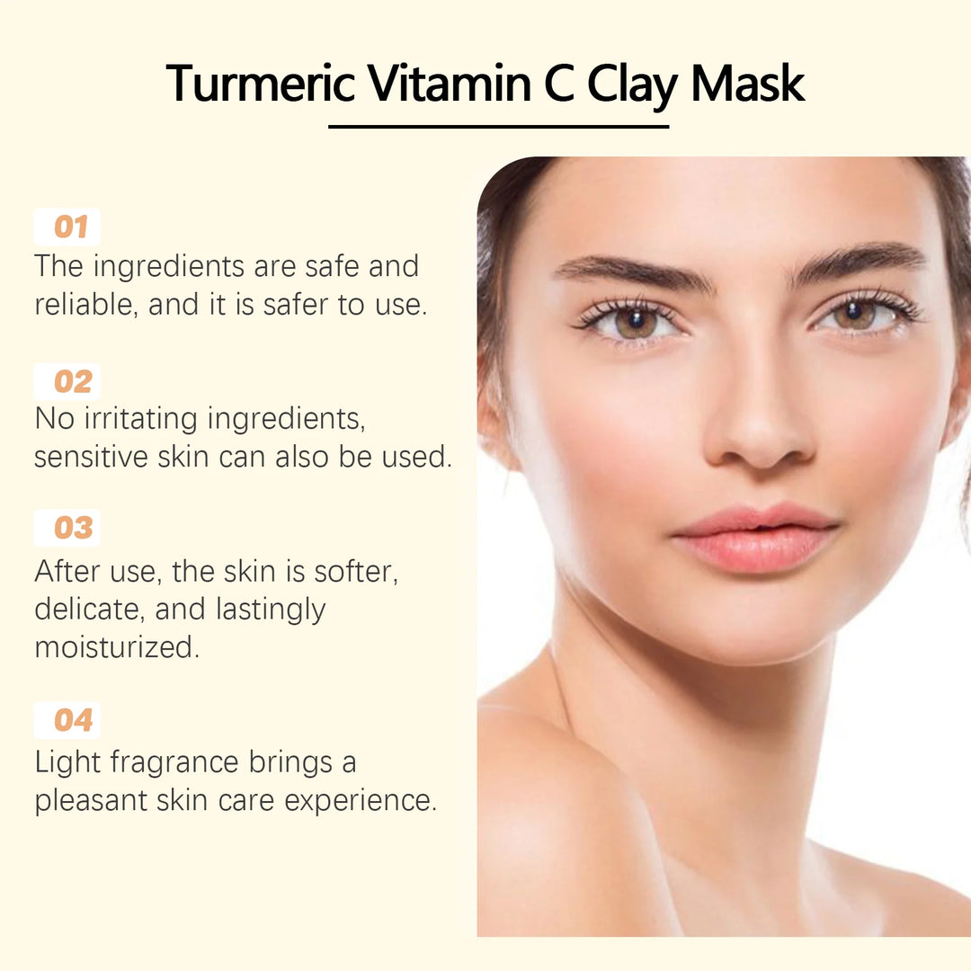 1/3/5PCS Turmeric VitaminC Clay Mask Deep Cleansing Facial Improves Dark Spots Hydrating Skin Care Tightens Skin Evens Skin Tone
