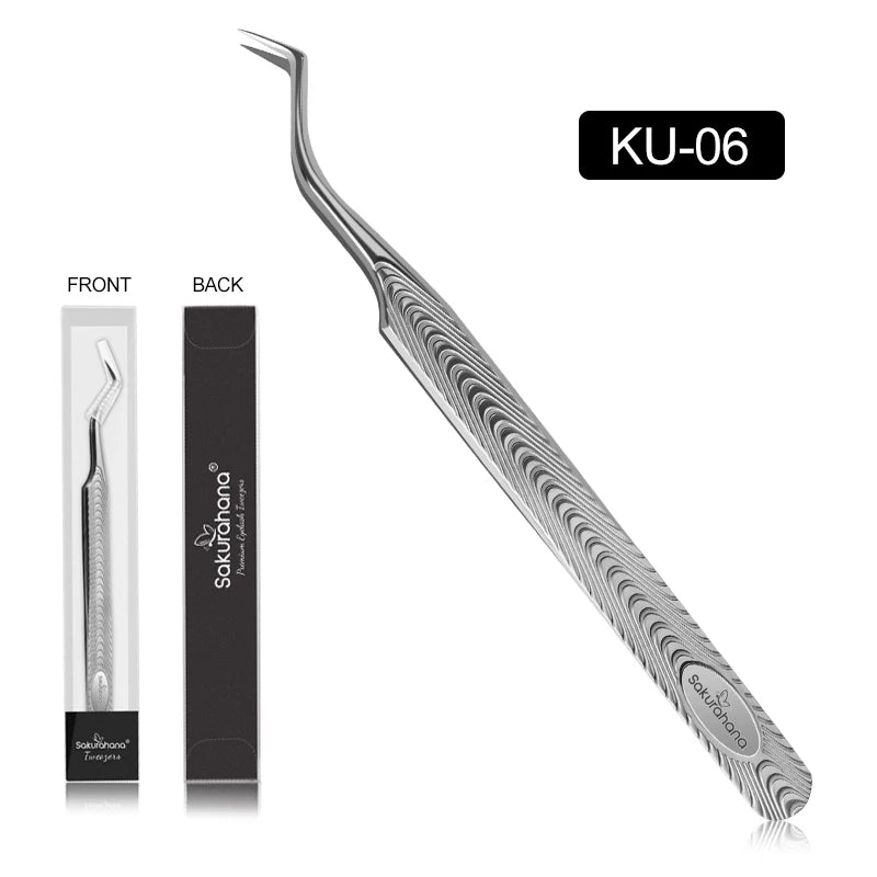 SAKURAHANA Anti-Static Eyelash Tweezers Professional High Precision Volume Extension Stainless Steel Anti-slip Makeup Tool