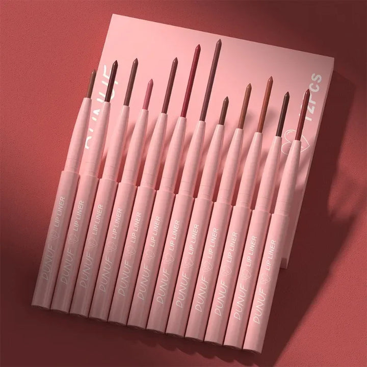 12color Velvet Matte Lip Liner for Easy Coloring Lip Makeup Nude Red Brown Tint Lipliner Soft Smooth Lasting Lipliner Crayon Set