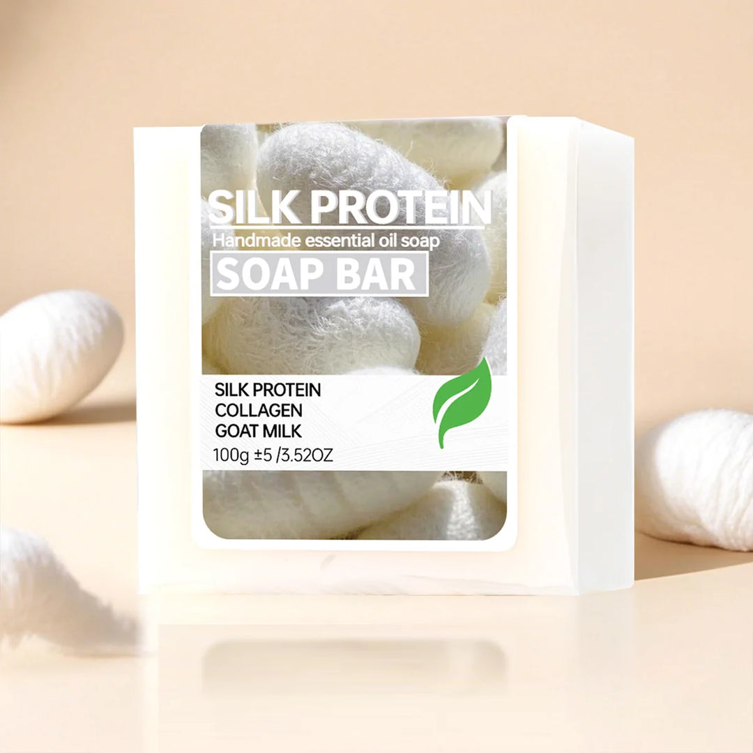 100G silk protein brushed handmade soap, suitable for washing face and bathing all over the body, moisturizes and nourishes the