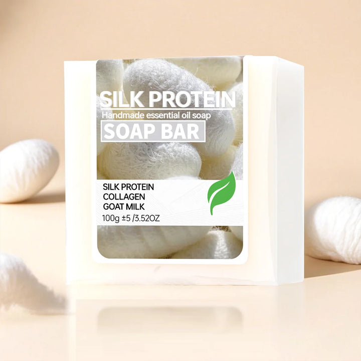 100G silk protein brushed handmade soap, suitable for washing face and bathing all over the body, moisturizes and nourishes the