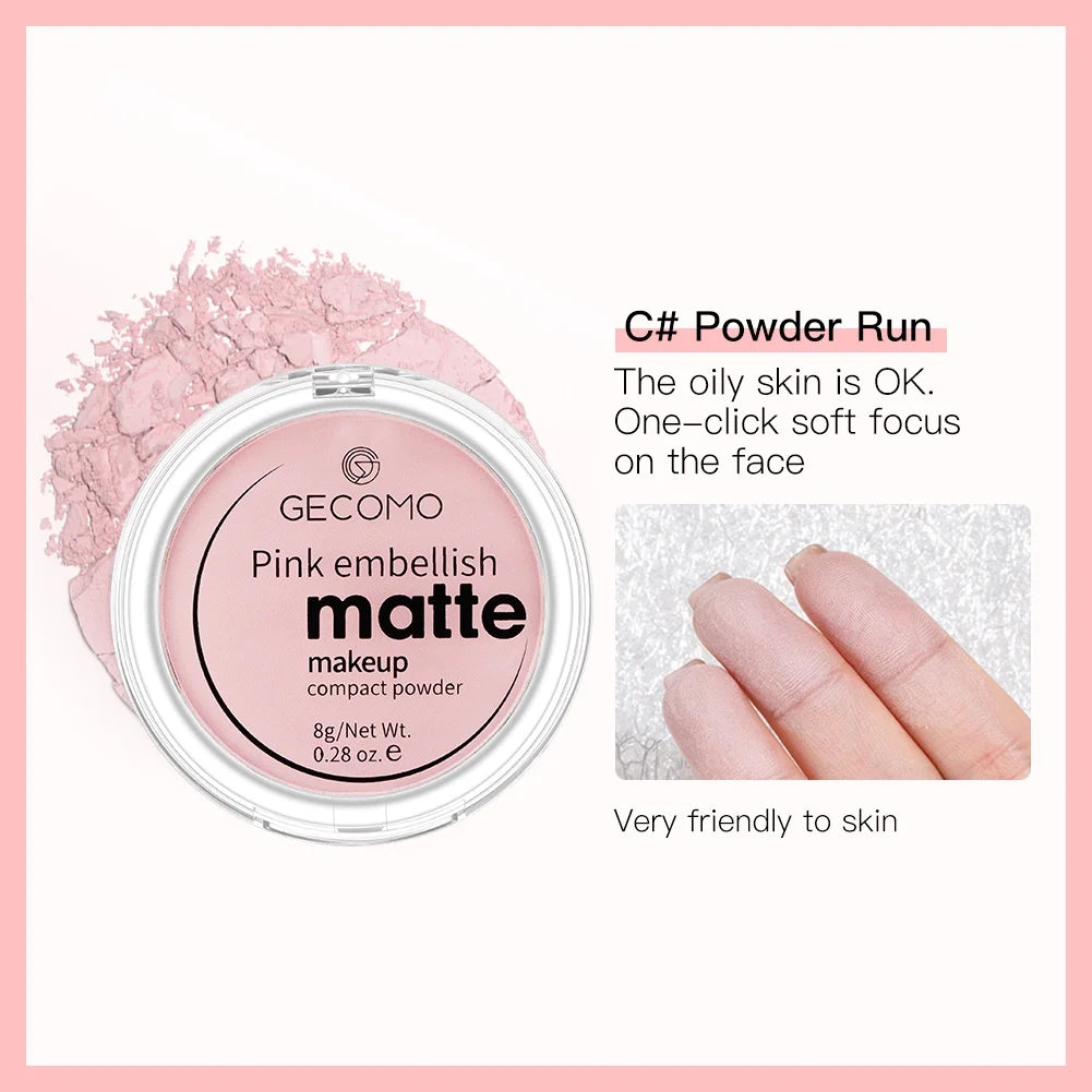 GECOMO Mattifying Compact Powder 12H Long Last Oil Control Silky Matt Makeup Setting Powder Translucent For All Skin Tones