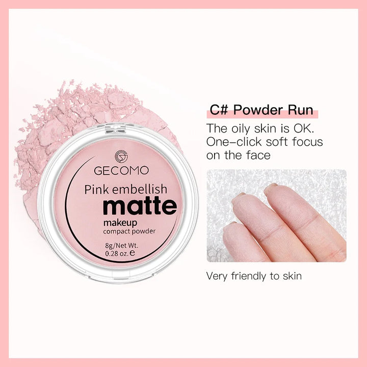 GECOMO Mattifying Compact Powder 12H Long Last Oil Control Silky Matt Makeup Setting Powder Translucent For All Skin Tones