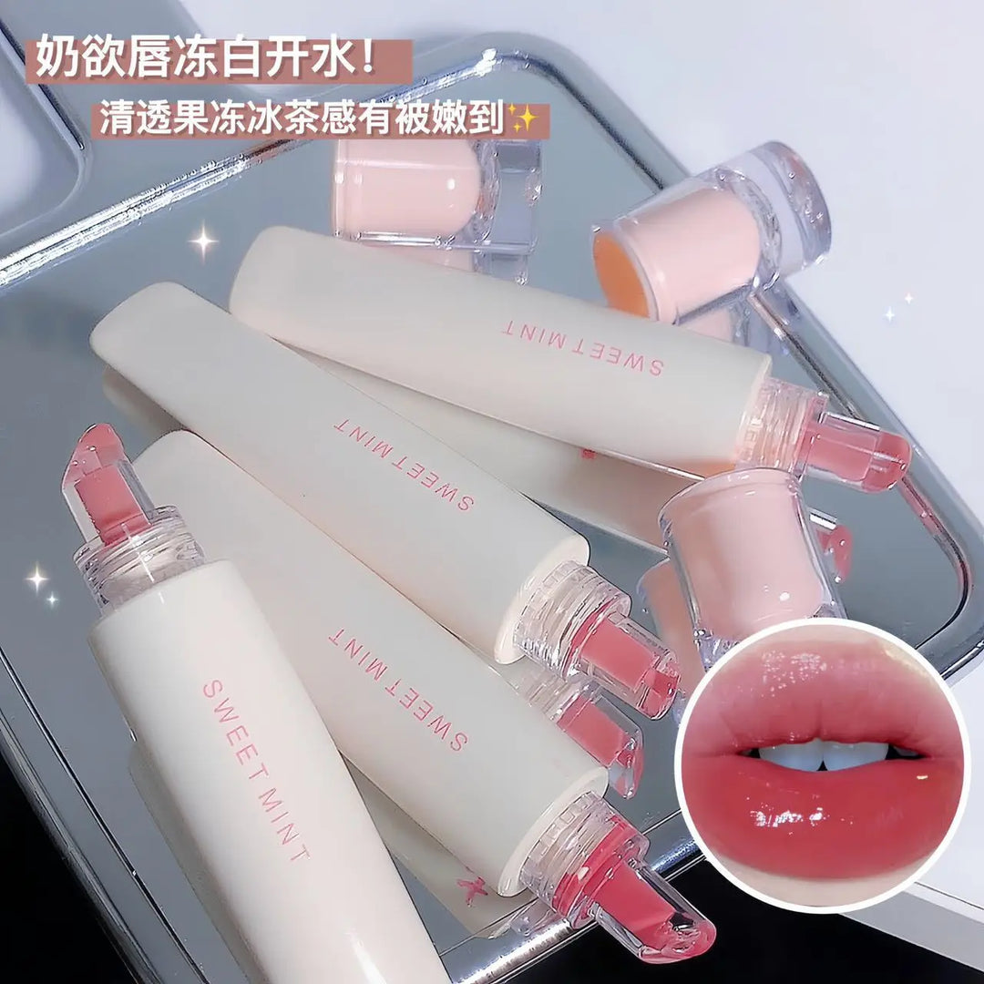 Sweet Mint Jelly Lip Glaze Non-stick Lip Tint Lasting Cosmetic Liquid Lip Moisturizing Crystal Lipstick Korean Glass Gloss