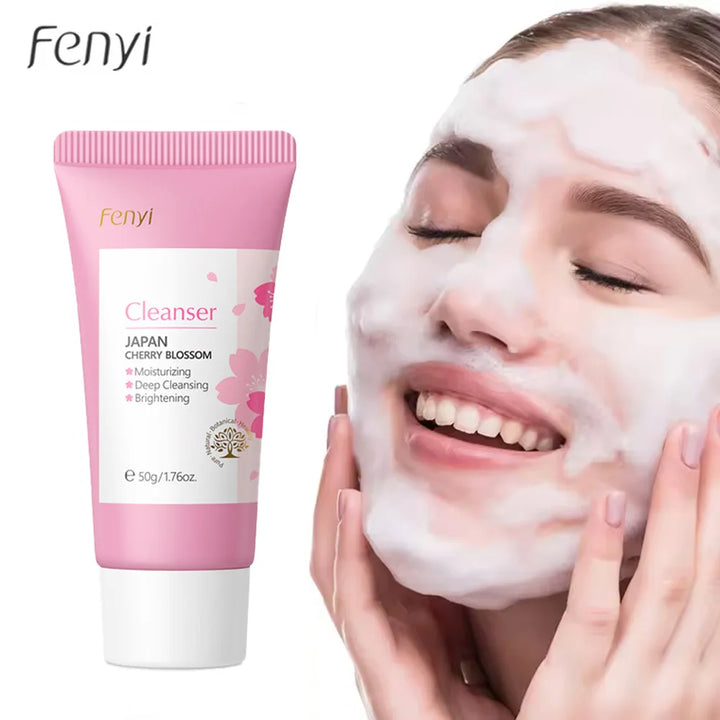 Sakura Facial Cleanser Moisturizing Brightening Acne Removal Oil Control Face Wash for Women& Men 50g Sakura Foam Cleanser Set