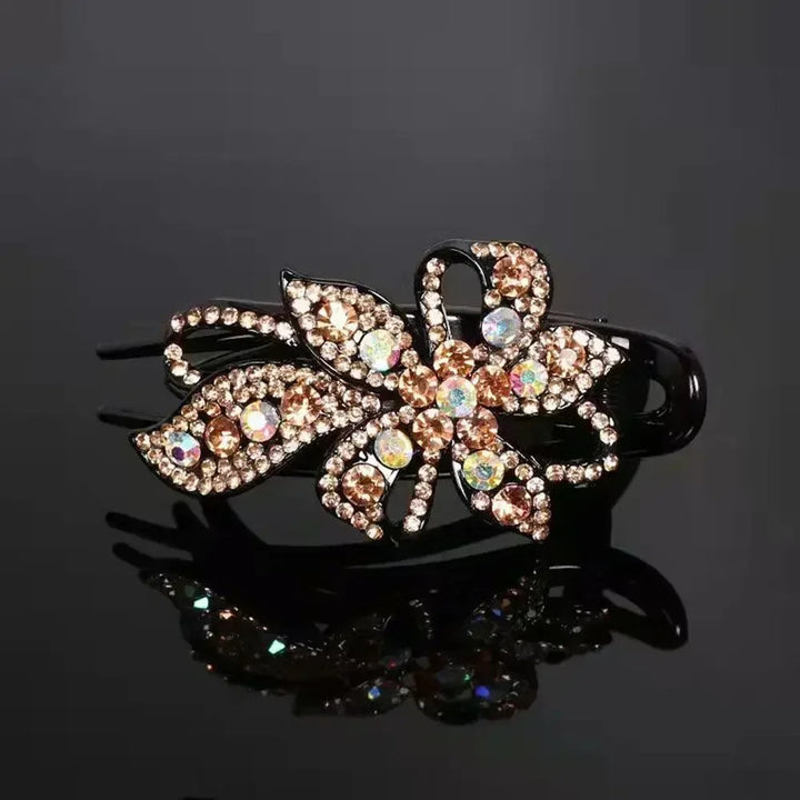 Shiny Rhinestone Hairpin Flower Leaf Duckbill Hair Claws Retro Hair Clips Accessories For Women Shinning Ponytail Headwear