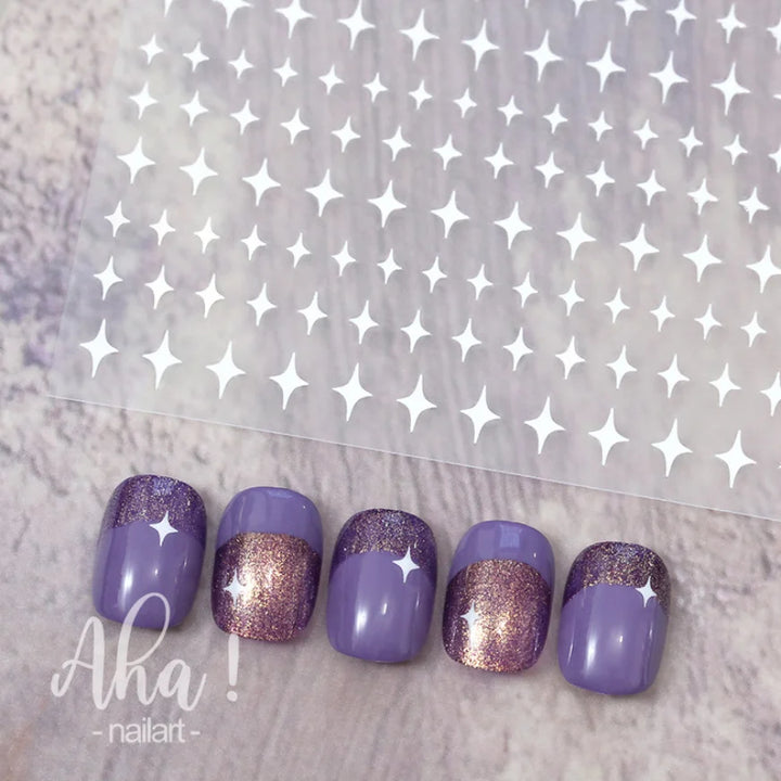 3D Nail Art Stickers  Translucence Moon/Star/Cloud Ultra-thin Nail Decals 3d Self-Adhesive White Cloud Moon Star Kawaii Sliders