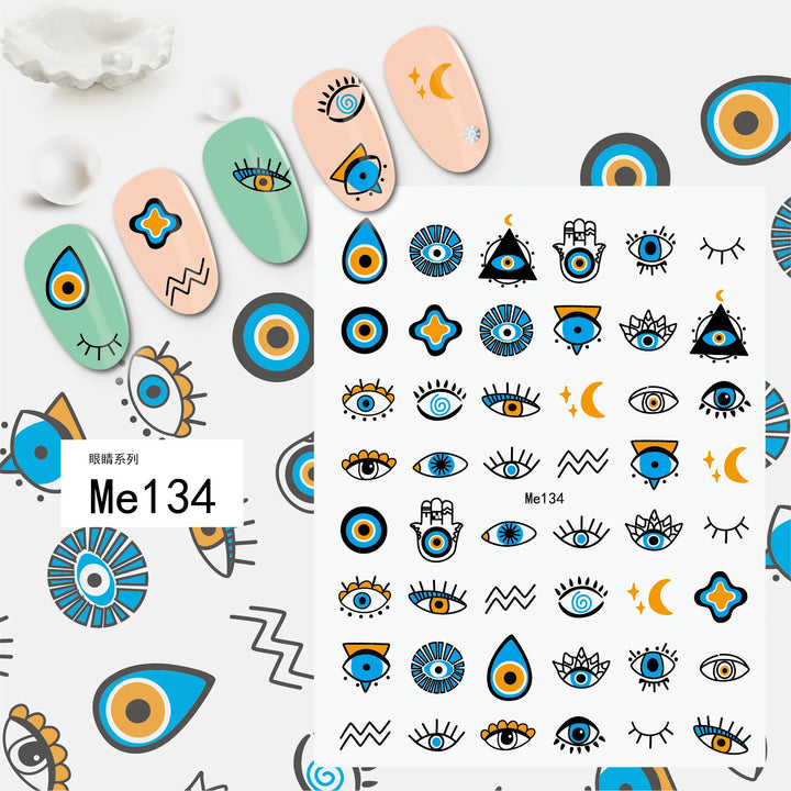 Nail Art Stickers Water Decals Eyes Stripe Nail Art Decorations for Manicure Accessories Press on Nails Foil Stickers and Decals