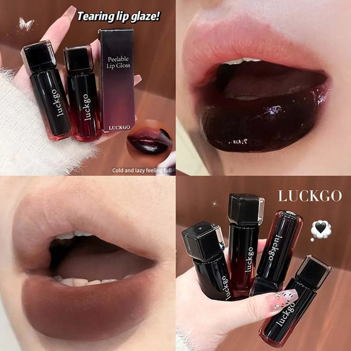LUCKGO Peelable Lip Stain Matte Korean Waterproof Tear Off Lip Gloss Sweat Resistant Long Lasting Non Transfer Lip Tint Makeup