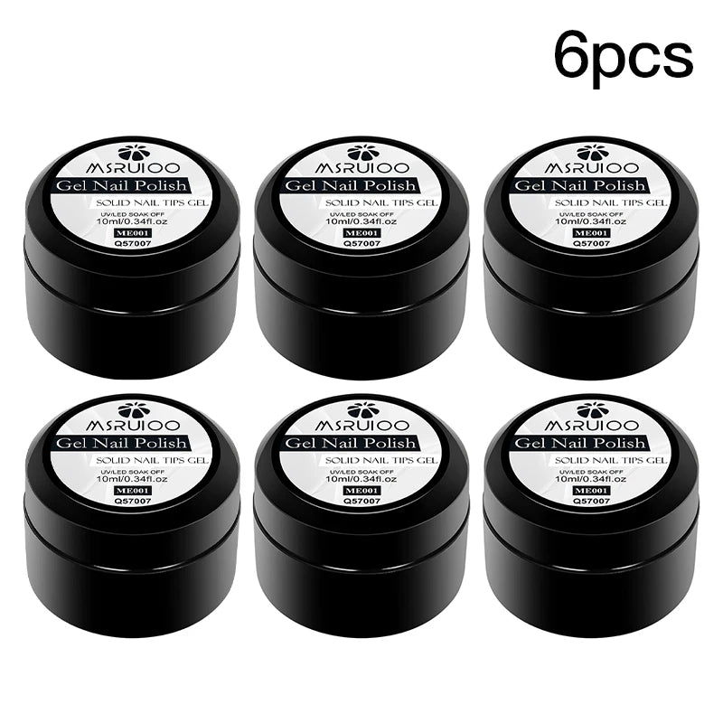 MSRUIOO 10ml Clear Solid Nail Tips Gel Long Lasting Strong Adhesion UV/LED Building Gel for Nails Home Salon Manicure DIY Design