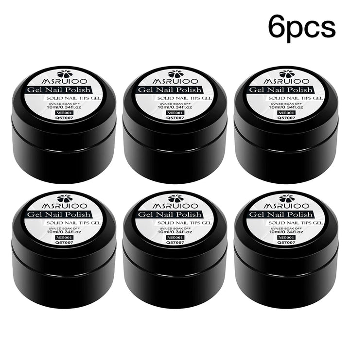 MSRUIOO 10ml Clear Solid Nail Tips Gel Long Lasting Strong Adhesion UV/LED Building Gel for Nails Home Salon Manicure DIY Design
