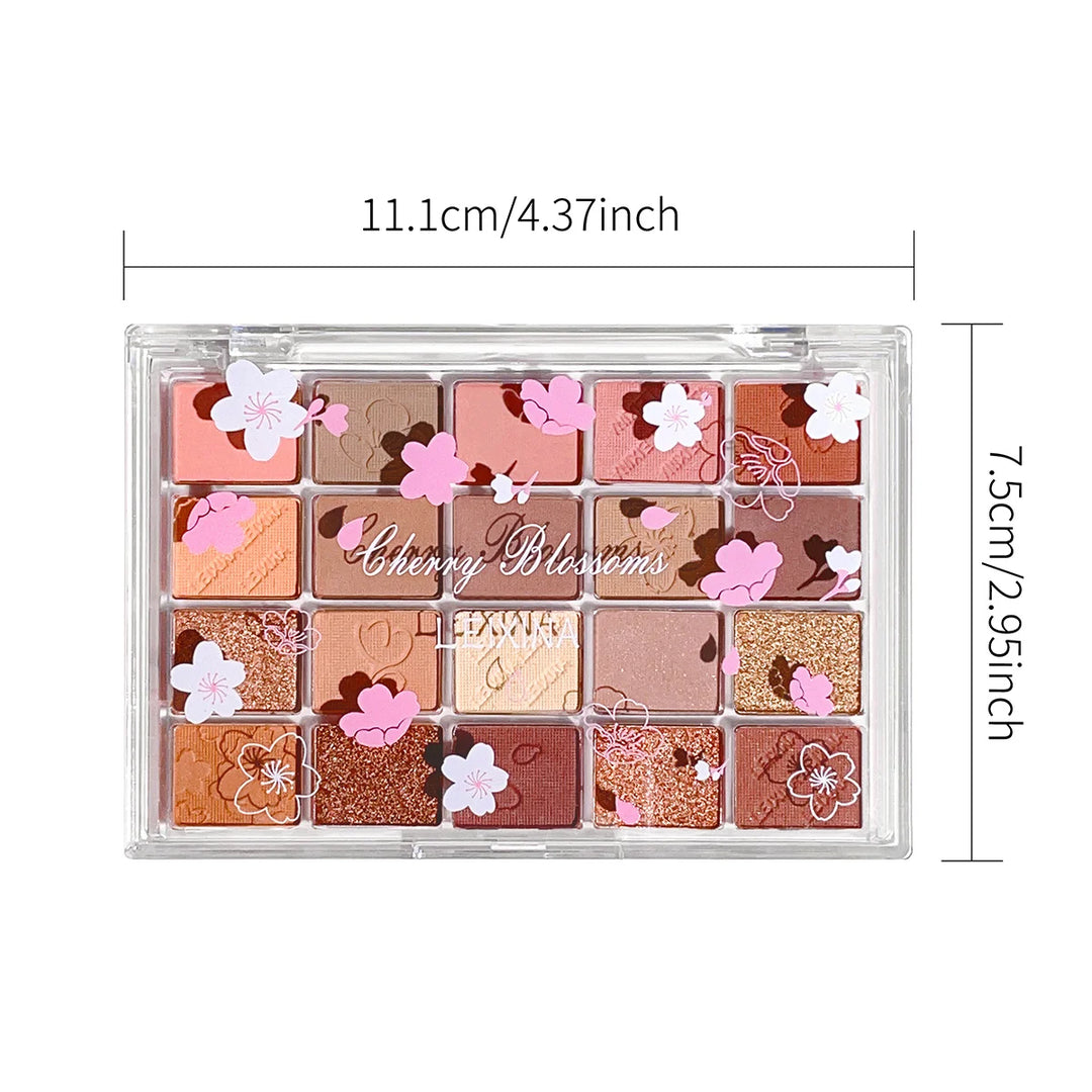 20-Color Cherry Blossom Eyeshadow Palette - Matte & Glitter Pink/Brown Tone Eye Makeup Palette, Long-Lasting Pigmented Eyeshadow