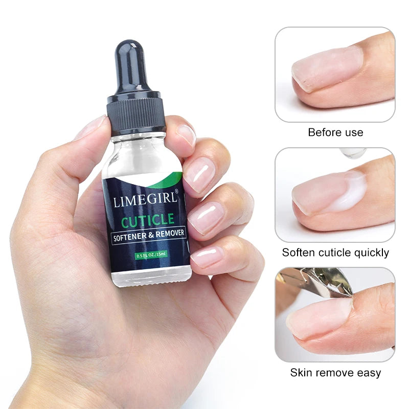 LIMEGIRL 15ml Nail Care Cuticle Regenerating Oil Preventative Nail Polish Softener for Dead Skin Gel Manicure Care Tool