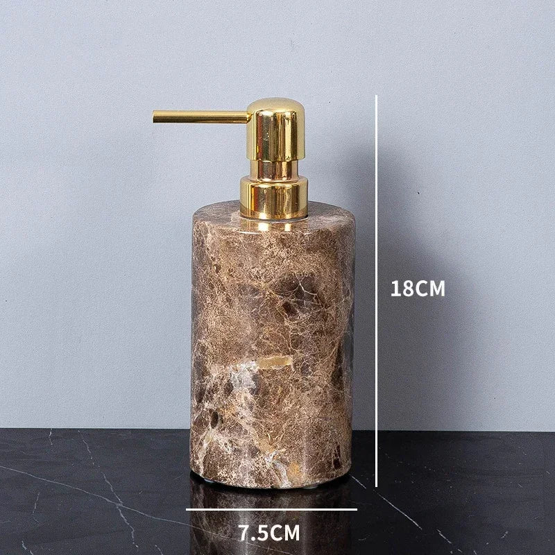 Emperador Dark Natural Marble Bathroom Set Brown Luxury Toothbrush Holder Soap Dish Soap Dispenser Bathroom Accessories
